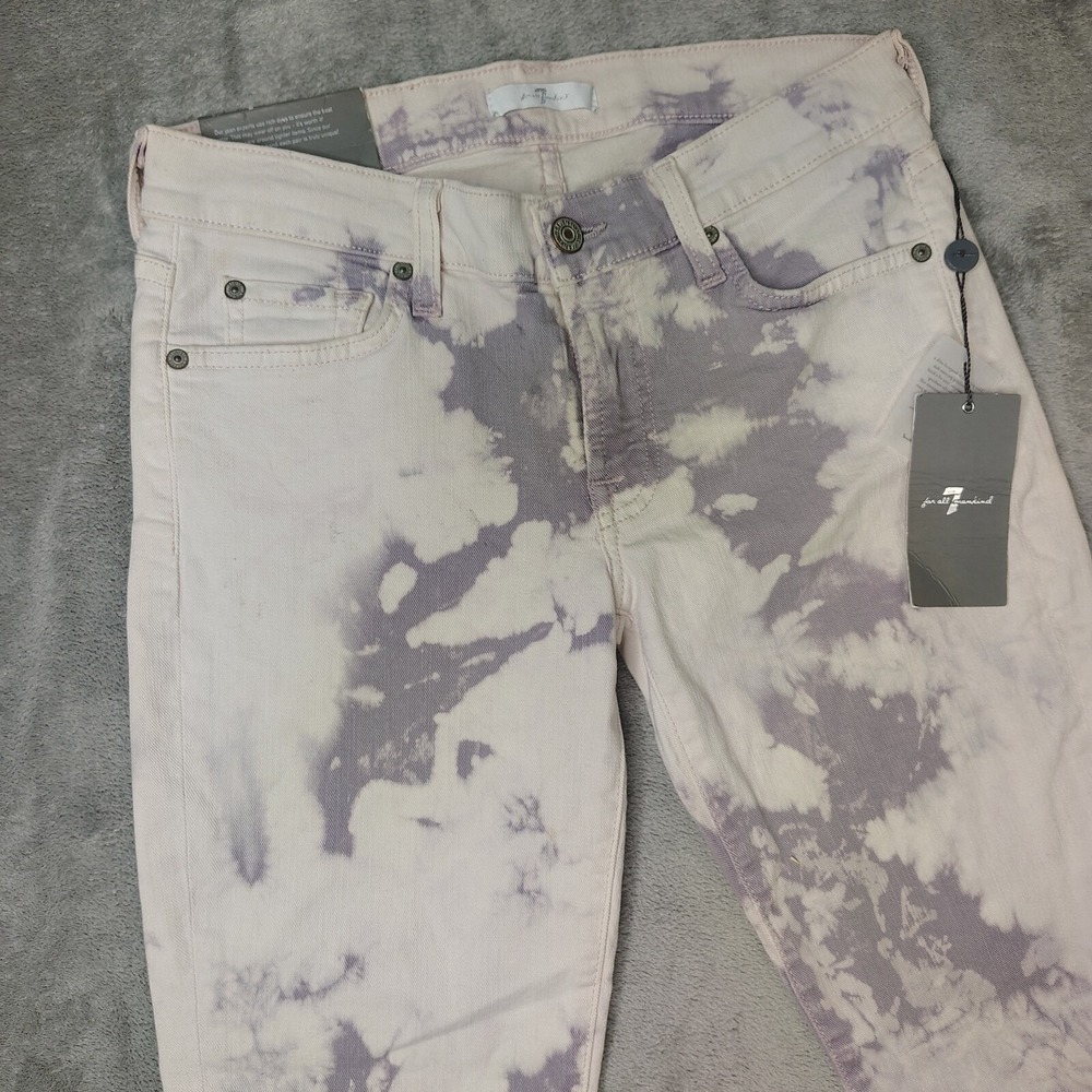 7 For All Mankind Roxanne Jeans Womens 27 Purple Tie Dye Stretch Cropped Skinny